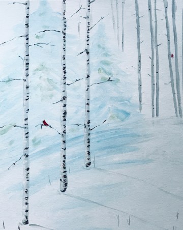 Art Cafe painting 'Winter Cardinal'